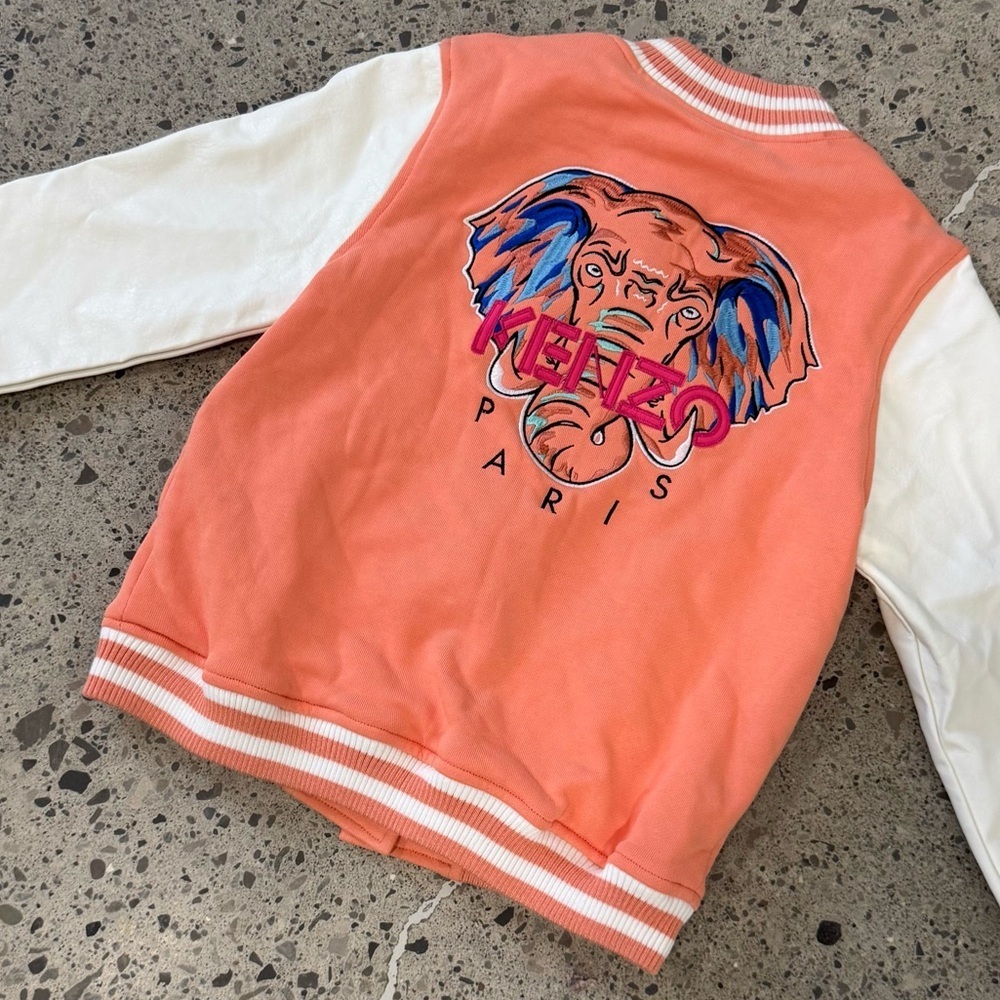 Kenzo Peach Elephant Varsity Jacket - Size 6A - NWT - Picture 7 of 10